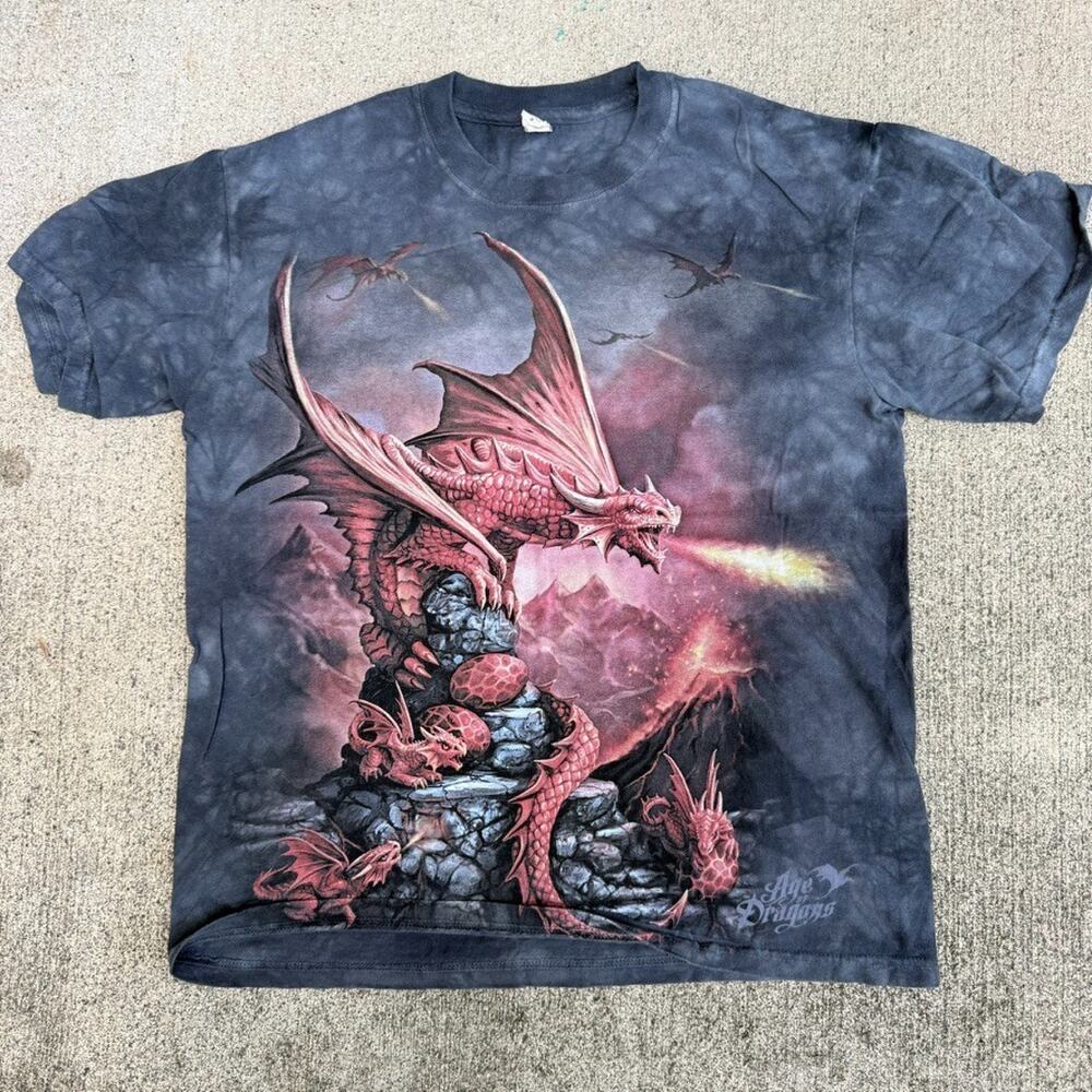 Age of Dragons Shirt Small Adult Small Smoky Wash Fantasy Fire Breathing Graphic